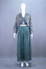 Designer Green Printed Co Ord Set with Crop Top, Jacket Palazzo Pants