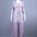 Elegant Lavender Embroidered Sharara Suit with Dupatta