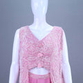 Pink Embroidered Crop Top with Layered Jacket Palazzo Set