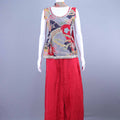 Red Sleeveless Printed Kurti with Palazzo Festive Wear Set
