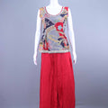 Red Sleeveless Printed Kurti with Palazzo Festive Wear Set