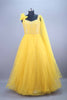 Yellow Embellished Net Gown with Dupatta Designer Party Wear 