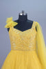 Yellow Embellished Net Gown with Dupatta Designer Party Wear