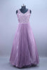 Purple Heavy Embroidered Pleated Net Gown with Dupatta