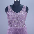 Purple Heavy Embroidered Pleated Net Gown with Dupatta