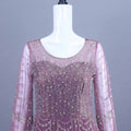 Wine Purple Heavy Embroidered Net Anarkali Gown with Dupatta