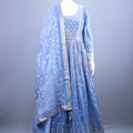 Sky Blue Heavy Embroidered Anarkali Gown with Dupatta 