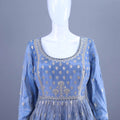 Sky Blue Heavy Embroidered Anarkali Gown with Dupatta