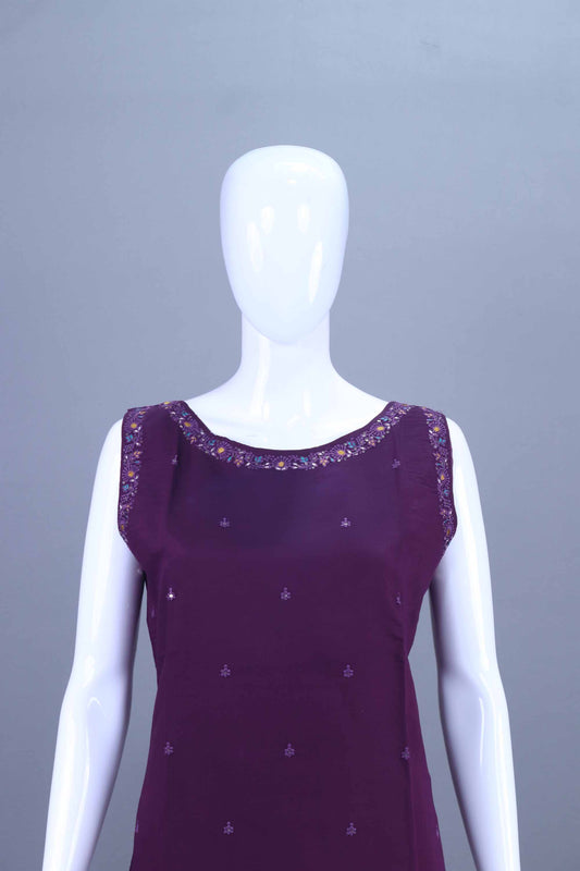 Designer Purple Embroidered Salwar Suit with Matching Dupatta