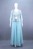 Sky Blue  Embroidered Crop Top With Jacket and Palazzo Set 