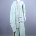 Mint Green Embroidered Cotton Kurta Sharara Set with Dupatta