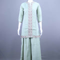 Mint Green Embroidered Cotton Kurta Sharara Set with Dupatta