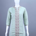 Mint Green Embroidered Cotton Kurta Sharara Set with Dupatta