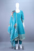 Teal Blue Embroidered Straight Kurta Set with Floral Printed Dupatta 