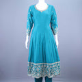 Teal Blue Embroidered Straight Kurta Set with Floral Printed Dupatta