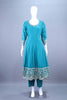 Teal Blue Embroidered Straight Kurta Set with Floral Printed Dupatta