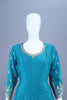 Teal Blue Embroidered Straight Kurta Set with Floral Printed Dupatta