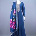  Navy Blue Embroidered Anarkali Suit with Dupatta 