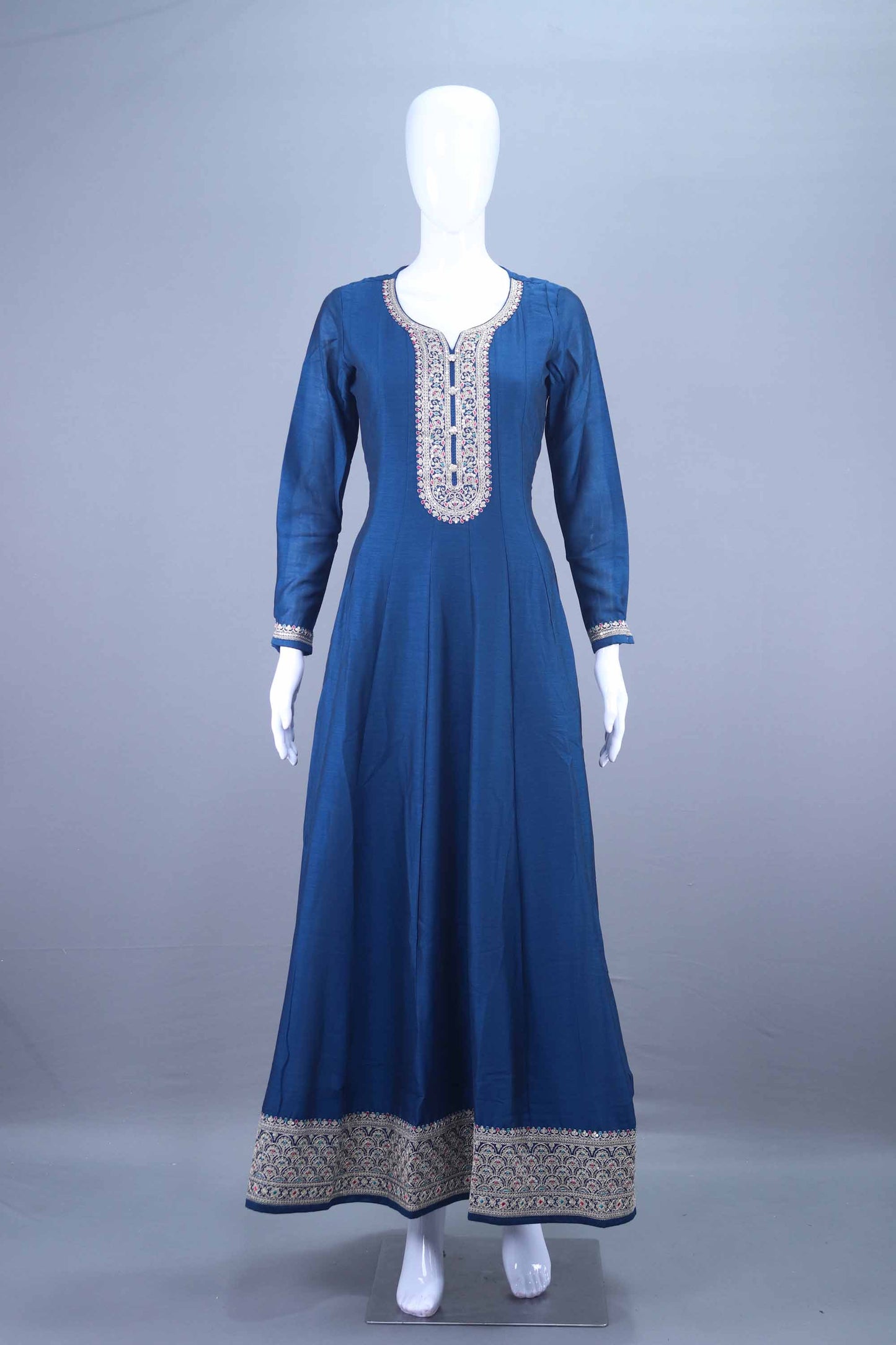 Navy Blue Embroidered Anarkali Suit with Dupatta