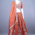 Designer Rust Orange Embroidered Silk Lehenga Choli with Dupatta 