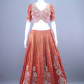 Designer Rust Orange Embroidered Silk Lehenga Choli with Dupatta