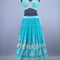 Designer Turquoise Lehenga Choli with Heavy Stone Work Wedding Wear