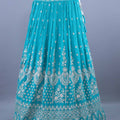Designer Turquoise Lehenga Choli with Heavy Stone Work Wedding Wear