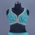 Designer Turquoise Lehenga Choli with Heavy Stone Work Wedding Wear