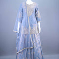 Designer Light Blue Embroidered Silk Lehenga Set with Dupatta 