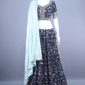 Navy Blue Heavy Embroidered Bridal Lehenga Choli with Dupatta 