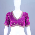 Magenta Bandhani Lehenga Choli with Heavy Gota Embroidery and Matching Dupatta