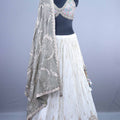  White Embroidered Lehenga Choli with Heavy Dupatta 