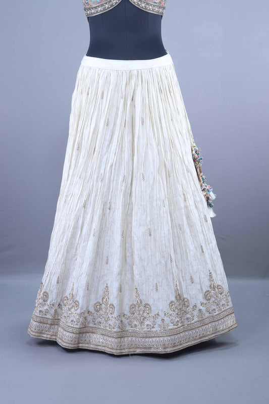 White Embroidered Lehenga Choli with Heavy Dupatta