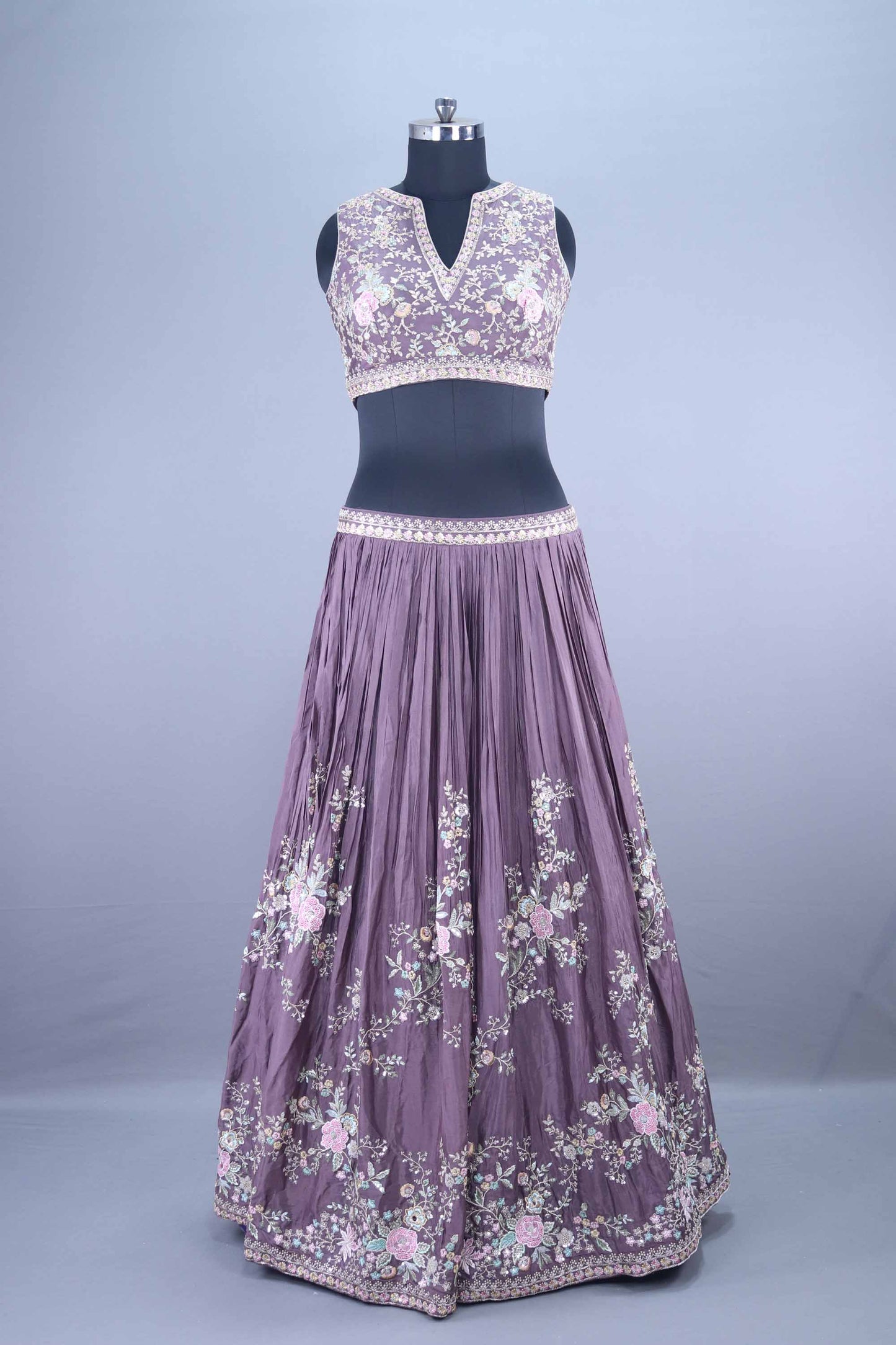 Designer Mauve Embroidered Lehenga Choli with Dupatta