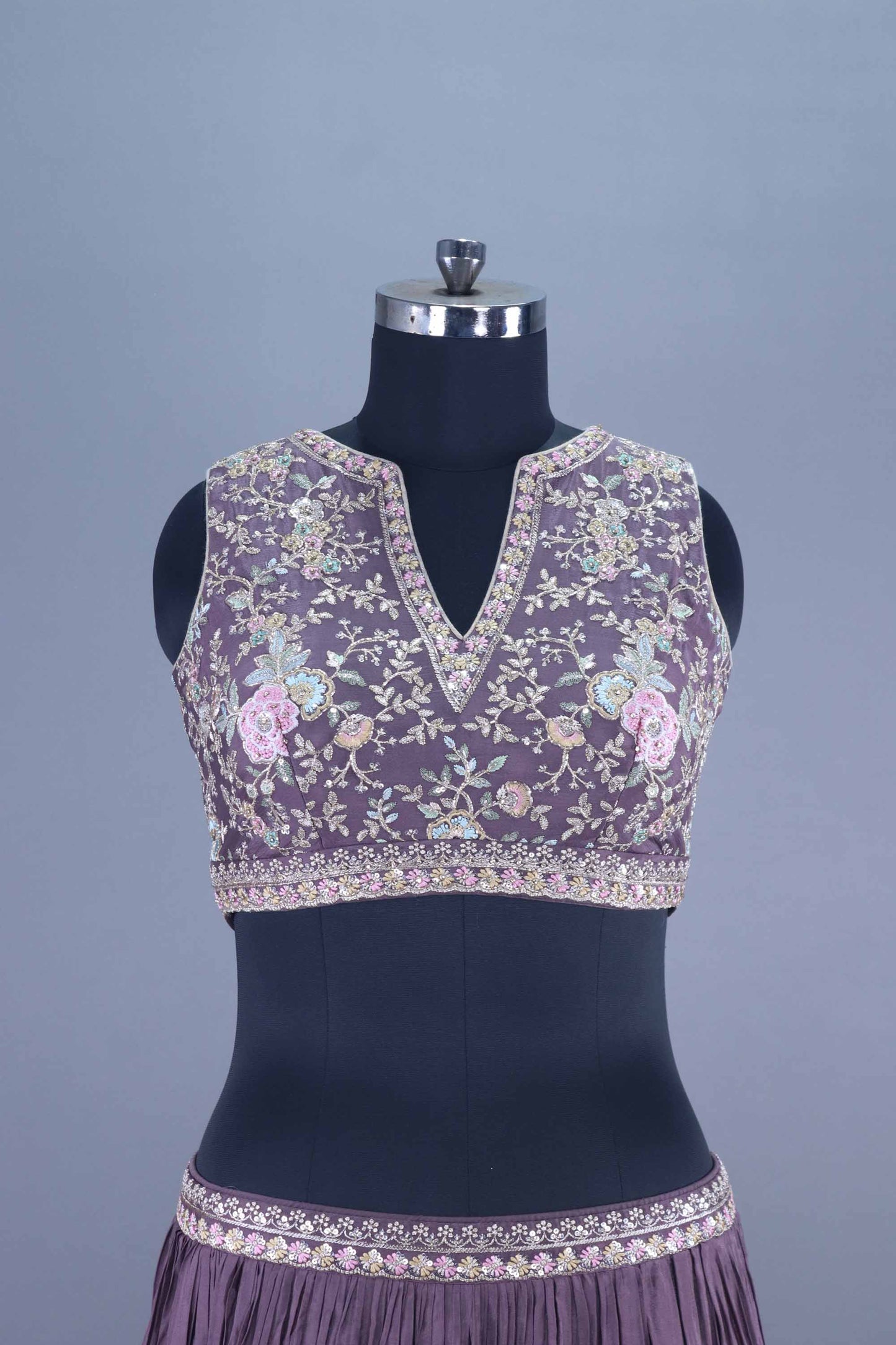 Designer Mauve Embroidered Lehenga Choli with Dupatta