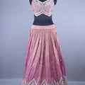 Designer Mauve Silk Embroidered Lehenga Choli with Pastel Blue Dupatta