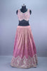 Designer Mauve Silk Embroidered Lehenga Choli with Pastel Blue Dupatta