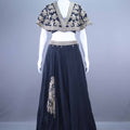 Black Designer Embroidered Lehenga Choli with Cape Style Blouse 