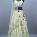 Pastel Green Embroidered Silk Lehenga Choli with Net Dupatta