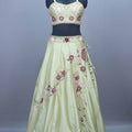 Pastel Green Embroidered Silk Lehenga Choli with Net Dupatta