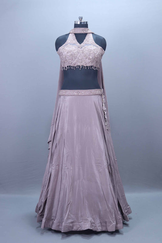 Dusty Mauve Embroidered Designer Lehenga Choli Party Wear 