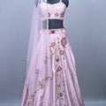 Pastel Pink Embroidered Silk Lehenga Choli Net Dupatta