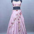 Pastel Pink Embroidered Silk Lehenga Choli Net Dupatta