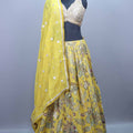 Yellow Floral Embroidered Designer Lehenga Choli with Dupatta