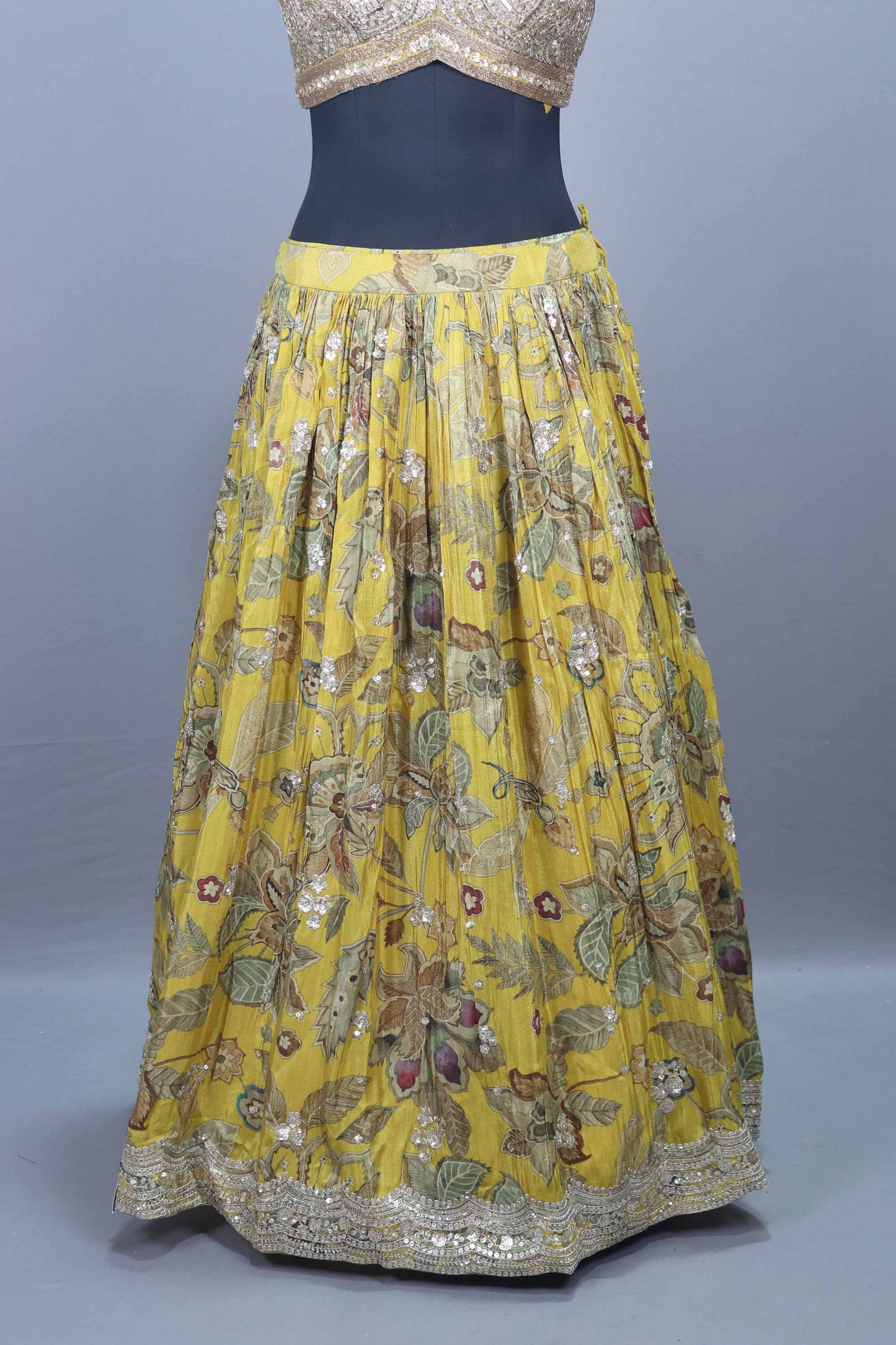 Yellow Floral Embroidered Designer Lehenga Choli with Dupatta