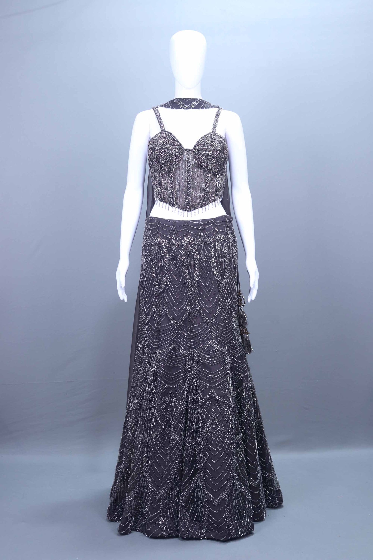 Black Heavy Embroidered Designer Lehenga Choli Reception Wear 