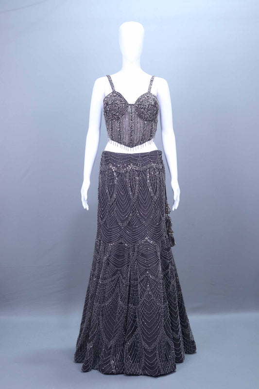 Black Heavy Embroidered Designer Lehenga Choli Reception Wear