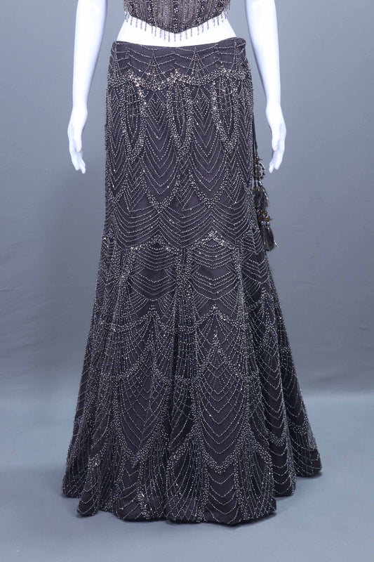 Black Heavy Embroidered Designer Lehenga Choli Reception Wear