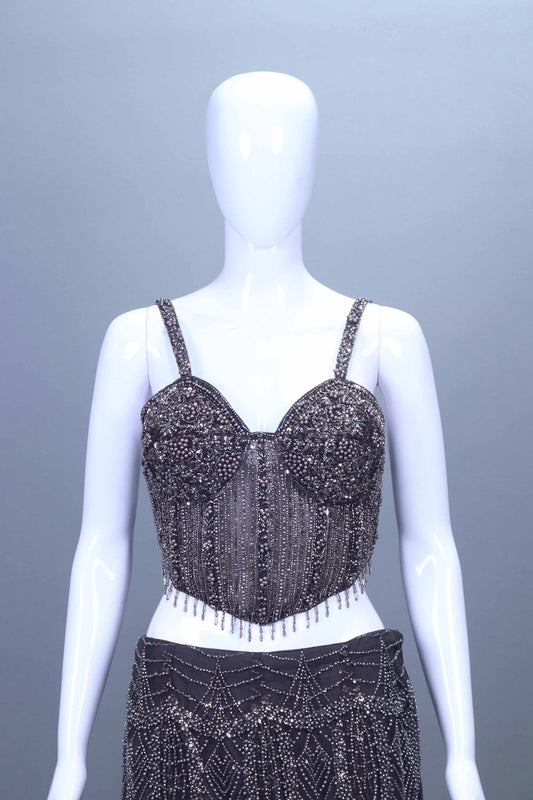 Black Heavy Embroidered Designer Lehenga Choli Reception Wear