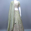Premium Sage Green Heavy Embroidered Bridal Lehenga Choli with Dupatta